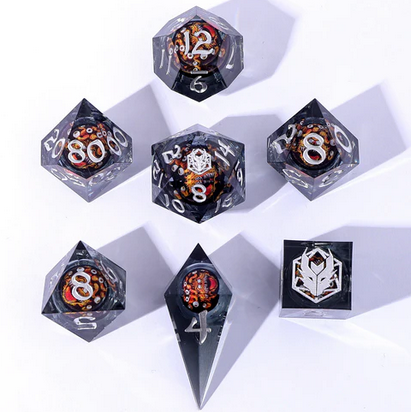 Always Watching Sphere Of Many Eyes Sharp Edge Resin Dice Set Yellow (7)