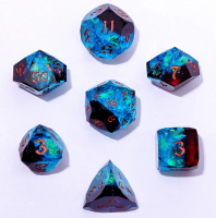 Captured Magic Luster Cut Resin Dice Set Blue & Red (7)