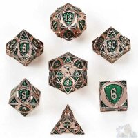 Fighter Solid Metal Polyhedral Dice Set Copper w/Green (7)
